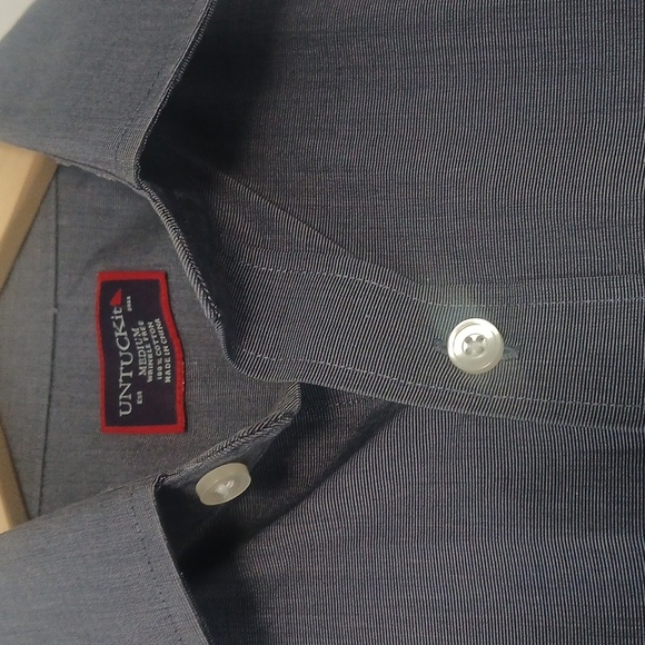 Men's UNTUCKit Men's Button Up Shirt Cotton Sherwood Grey Long Sleeve Shirt - Picture 8 of 16